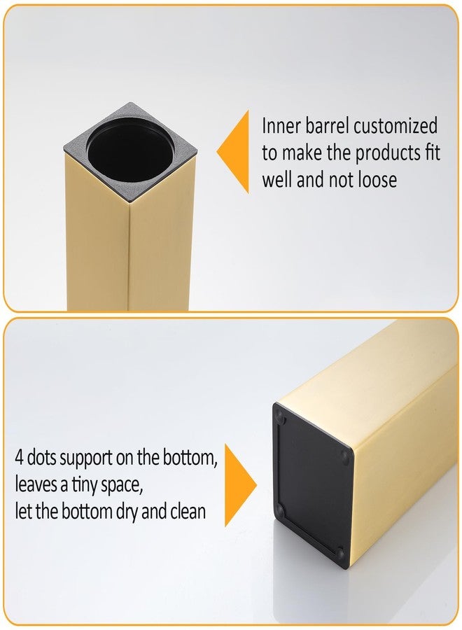 BGL Standing Toilet Brush and Holder Brushed Gold Aluminium Toilet Bowl Cleaner Brush and Holder for Bathroom Storage and Organization, Square Design Sturdy and Space Saving - Image 4